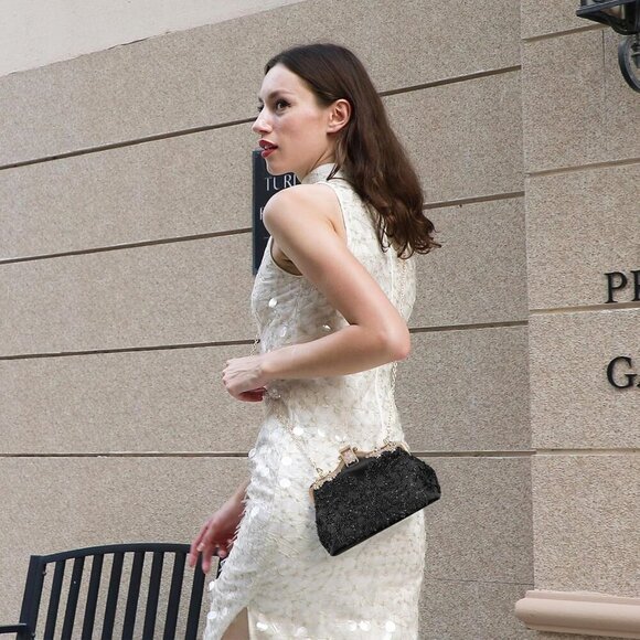 1920s Vintage Clutch Purse Beaded Evening Bag for Women Formal Bridal Sequin Han - Picture 2 of 7